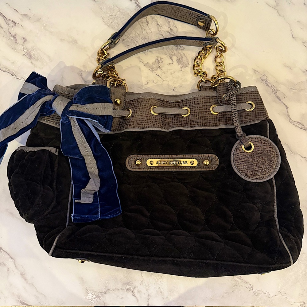 Vintage Juicy Couture Weekender bag! Velvet with gold hardware, unique design